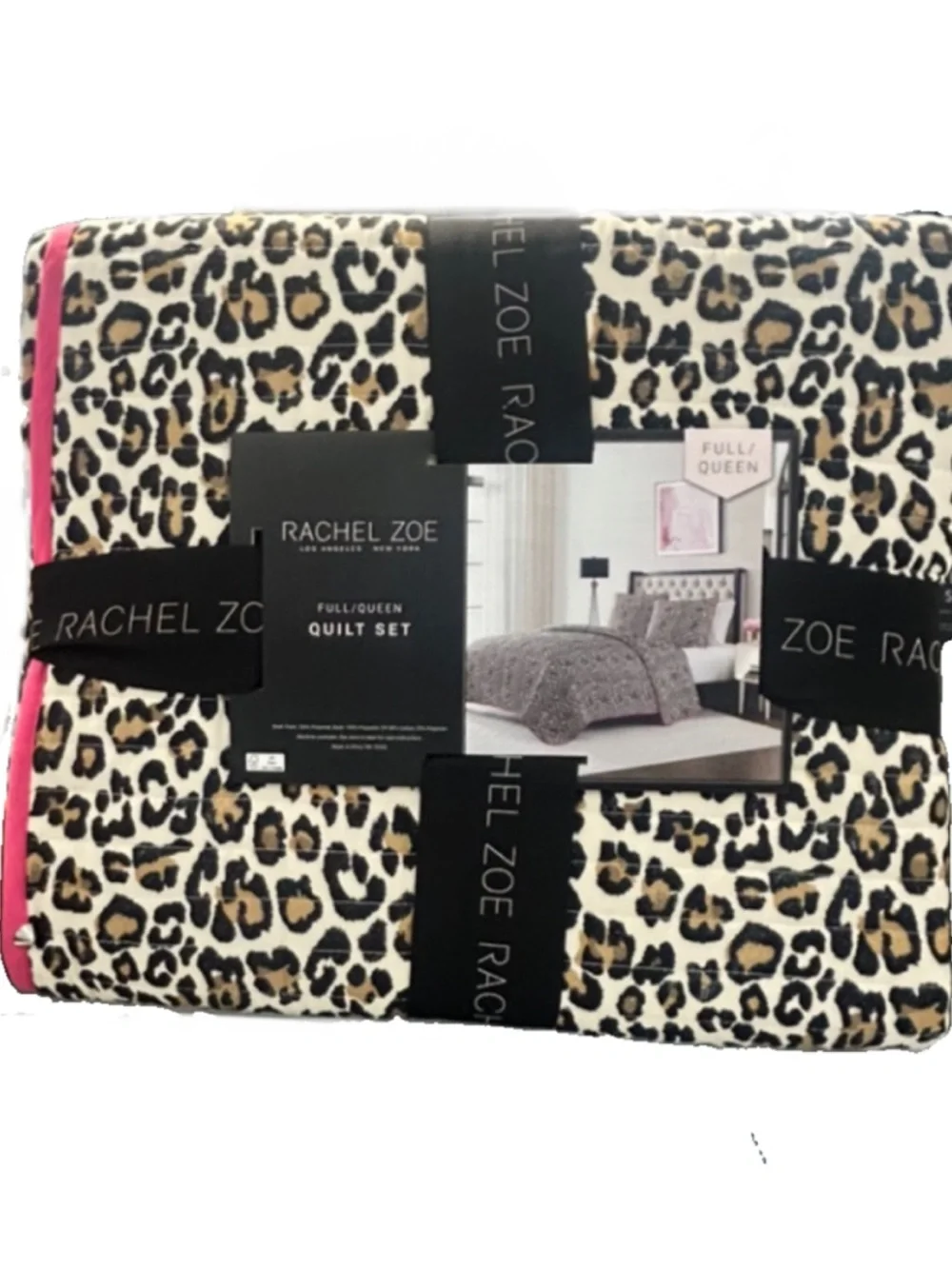 Rachel Zoe Animal Print Queen Brown, Black and Tan Quilt Set 88”x92”